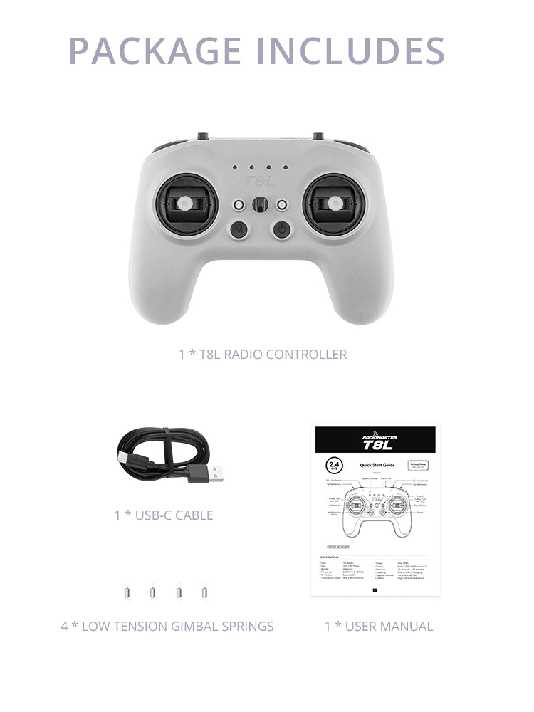 RadioMaster T8L ELRS Open-Source RC Transmitter, X5 Hall Sensor Gimbals, Portable Handheld Remote Controller