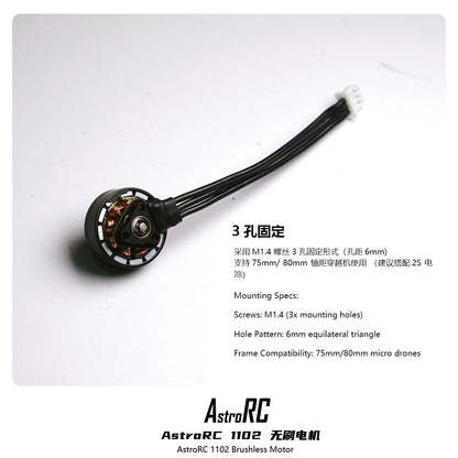 AstroRC Customized Unmarked Brushless Motor 1102 for 75mm-80mm tinywhoop