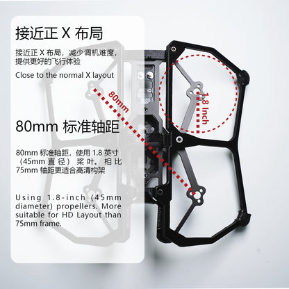 【Frame Only 】AstroRC  CarbonFly 80  1.8inch（80mm)tinywhoop Frame O4 version