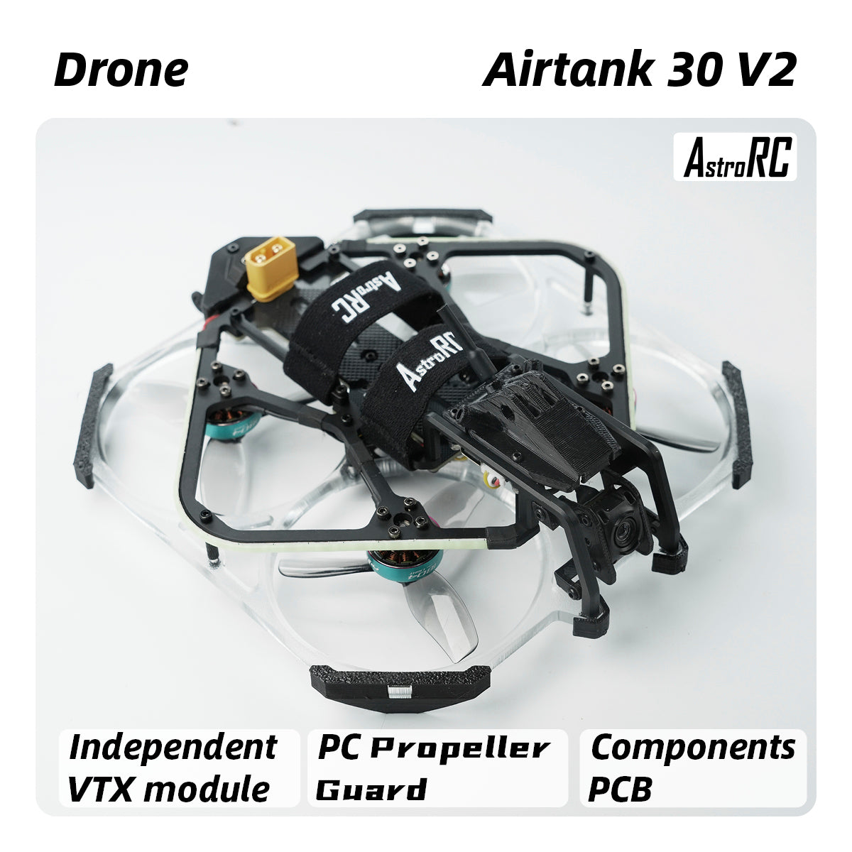 [3-Inch PNP/BNF] AIRTANK 30 V2 Upgraded Ducted FPV Drone with Protective Prop Guards by AstroRC