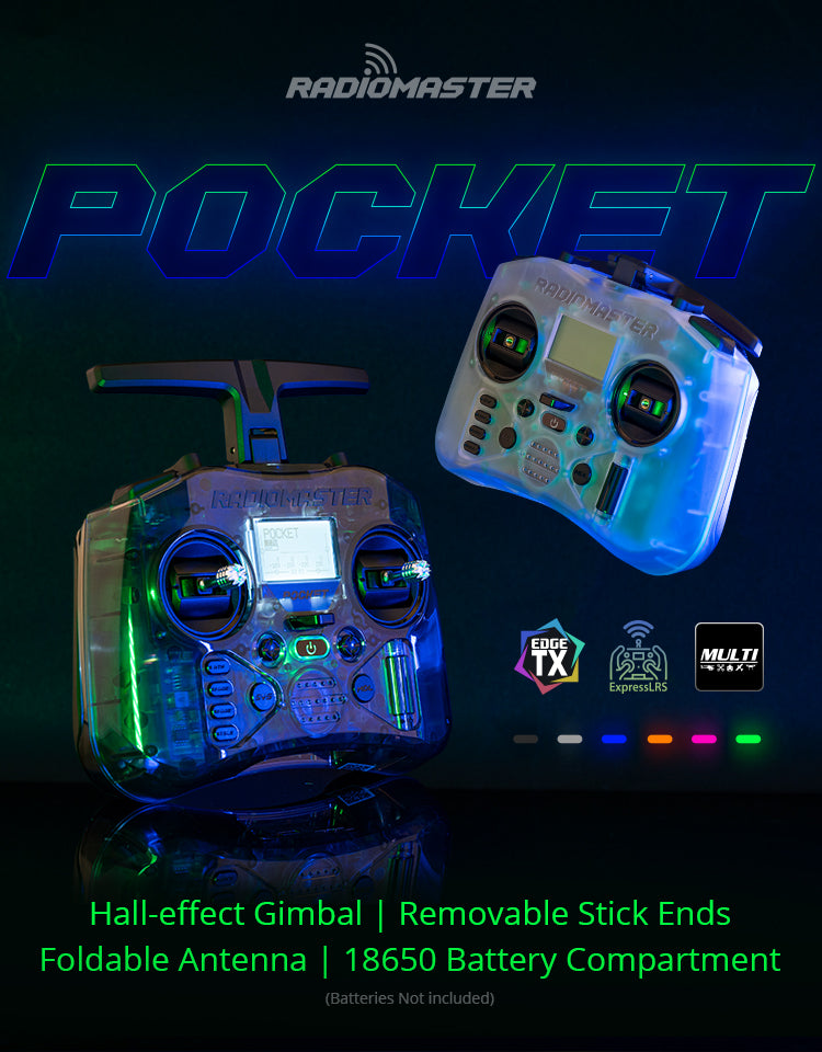 Radiomaster Pocket Hall Gimbal Transmitter Remote Control Portable Lightweight Built In LED Light Foldable Antenna