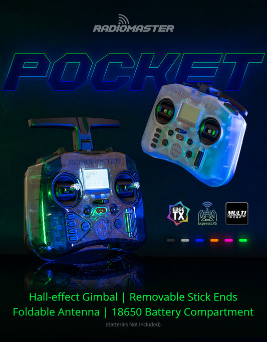 Radiomaster Pocket Hall Gimbal Transmitter Remote Control Portable Lightweight Built In LED Light Foldable Antenna